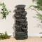 Glitzhome® 39.25" LED 9-Tier Cascading Rock Polyresin Outdoor Fountain